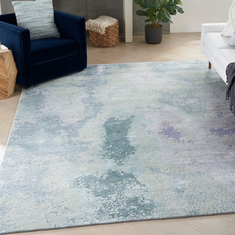 SHA22 Silk Shadows Abstract Rugs by Nourison in Blue Green